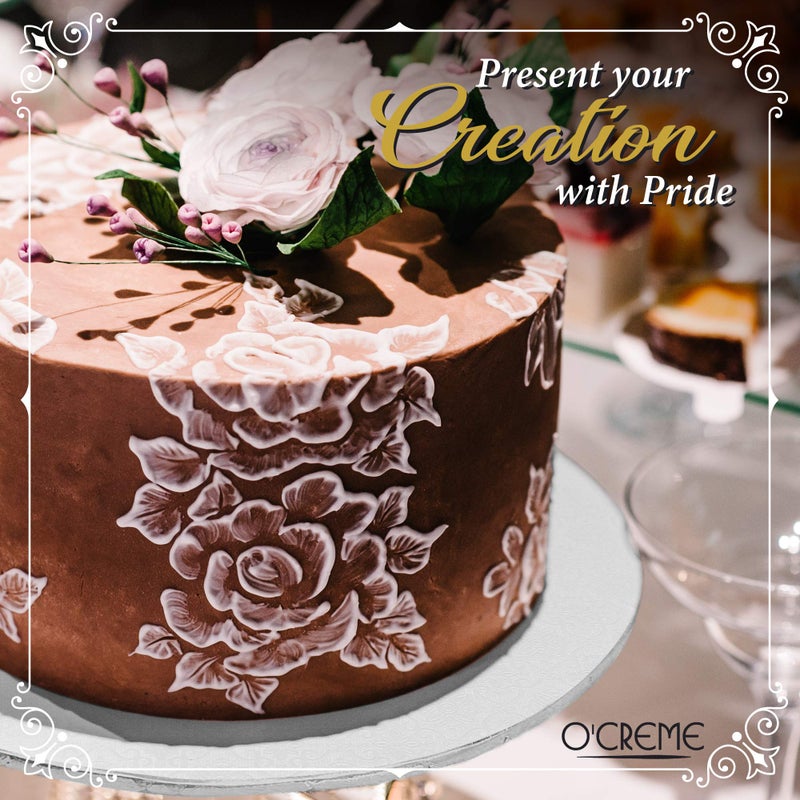 O'CREME White Wraparound Cake Pastry Round Drum Board 1/4 Inch Thick, 8 Inch Diameter - Pack of 10 - Image 5